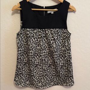 Black and White Leopard Print Sleeveless Top